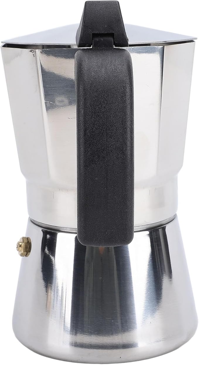 Octagonal Stovetop Coffee Maker Stainless Steel Even Heat Distribution Safe Material Compatible with Gas Stove and Induction Cookers Produces Rich Italian Coffee (300ML)