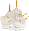 GreenPan Nonstick Reserve Pro 10 Piece Cookware Set NSF Certified Ceramic Hard Anodized PFAS-Free Pots &amp Pans Set with Lids Stainless Steel Handles Oven &amp Dishwasher Safe Cream White