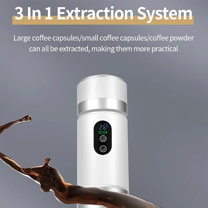 Mobile Coffee Maker 3x2500mAh Removable Batteries 20Bar Extraction Double Brewing Modes Security Security Medication Coffee Machine