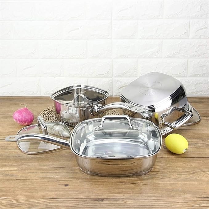Cookware Set Soup Pots Stainless Steel Milk Pot Frying Pan Cooking Pot Set Induction Cooker Kitchen Pots and Pans Nonstick Pan