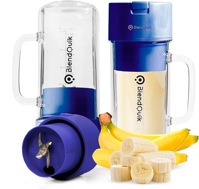 Personal Portable Blender For Shakes &amp Smoothies Leakproof &amp Stylish Portable Mason Jar Shaker Rechargeable Mini Blender with 10-Blade Blending System 14oz Dark Blue