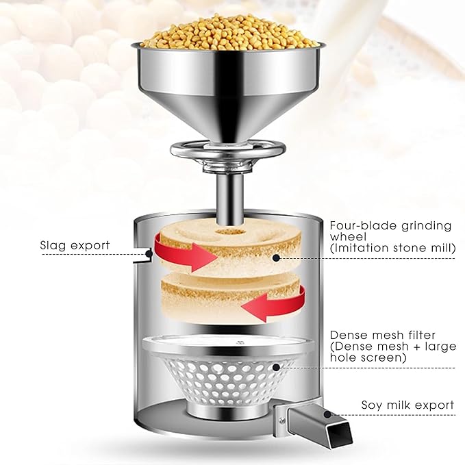 Stainless Steel Coffee Bean Grinder 1100W Automatic soymilk Machine 60KG/H Commercial soymilk Machine