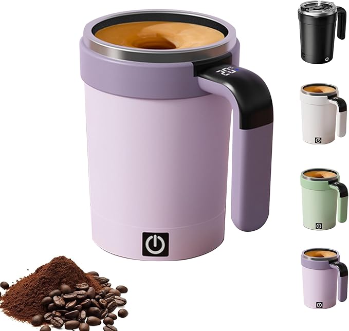 2026 New Electric Coffee Mug with a Built-In Lcd Thermometer Perfect for Brewing Coffee Milk Cocoa Etc Made of 304 Stainless Steel Upgraded Digital Touchscreen Mode (Purple)
