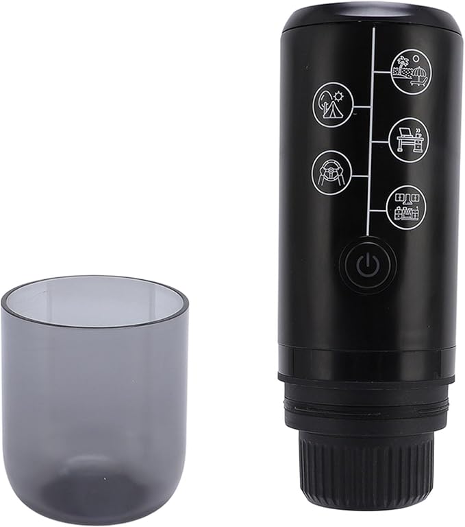 Asixxsix Portable Coffee Maker 17Bar Pressure 2600mAh USB Rechargeable Travel Coffee Maker Camping with Powder and Capsules Compartment for Home Office RV Camping (Black)