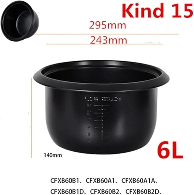 Electric Rice Cooker Inner Pot Compatible for SUPOR Electric Pressure Cooker Inner Pot 2.5L/3L/4L/5L/6L Non Stick Pot Inner Pot (Multiple Kind 15(6L))