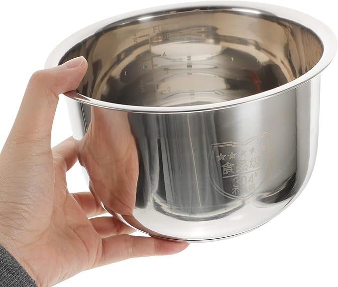 UPKOCH Rice Cooker Inner Pot Replacement 2L Stainless Steel Cooker Liner with Measurement Scale Multi-Purpose Cooking Pot for Kitchen Use
