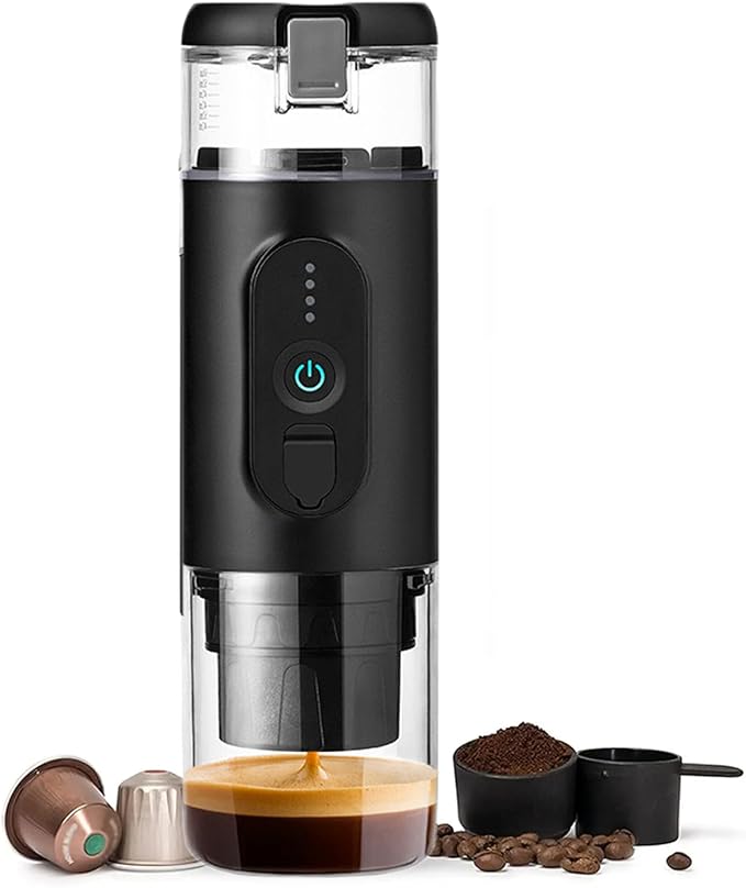 Portable Espresso Coffee Maker Travel Electric Espresso Machine With Heat Function Compatible with Powder and Coffee Capsules 92 ℃ and 20 Bar Pressure Extraction for Office Trips