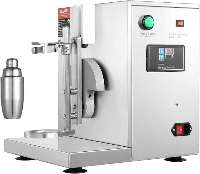 VEVOR Milk Tea Shaker Electric Milk Tea Maker Machine 0-180s Adjustable Milk Tea Shake Mixer Machine with 750ML Stainless Steels Cup for Bubble Tea Boba Tea Juice Coffee Milk Wine