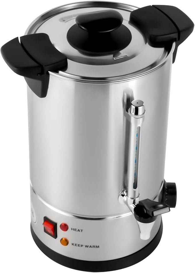 8L/2.11gal Coffee Maker Electric Percolator Coffee Pot Commercial Coffee Urn with Indicator Light Stainless Steel Hot Water Dispenser for Cafes Buffets Offices