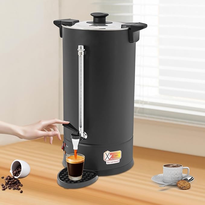 25L Commercial Coffee Maker Stainless Steel Coffee Urn Electric Coffee Pot Hot Beverage Dispenser Quick-Brewing Coffee Urn For EventsParty &amp Catering