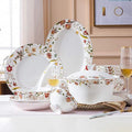 High-End Dinner SetCeramics Dinner Sets Cereals Bowl &amp Soup Pot &amp Plate | 56 Pieces Bone China Porcelain Dinnerware Set for Wedding Gifts and New Year