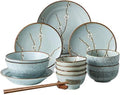 Elegant Dinnerware Set Dinner Plates Bowls Set Ceramic Tableware Set 12-Piece Blue Plum Bowl and Plate Ceramic Tableware Set 4-Person Tableware