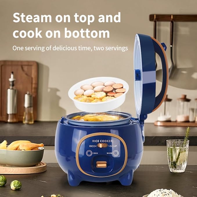 1.8L Small Rice Cooker &amp Steamer5 cups Steaming Basket Removable Non-Stick Bowl Dishwasher SafeOne-Click Steam &amp Cook Auto Keep Warm