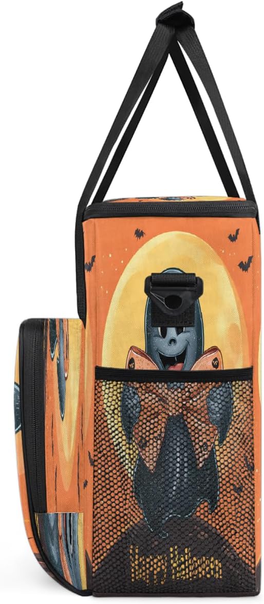 Halloween Ghost Moon Bow Coffee Maker Carring Bag Travel Carrying Storage Tote Bag Compatible with Keurig K-Mini or K-Mini Plus Portable Single Serve Coffee Brewer Case with Pockets for K-cup Pods