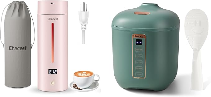 CHACEEF 1.2L Mini Rice Cookers &amp 350ml Travel Electric Kettle