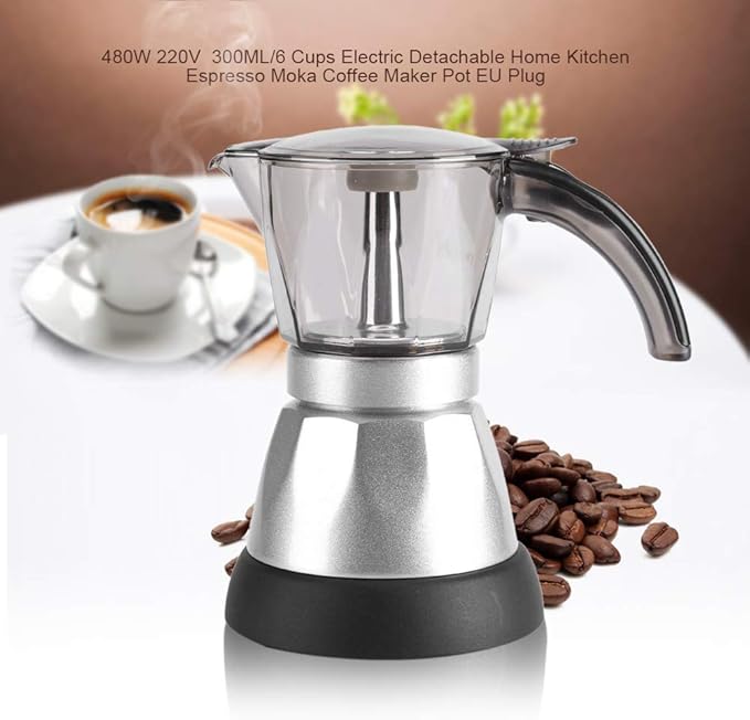 Yosoo 300ml/6 Cup Electric Coffee Maker - Detachable Coffee Pot 480W 220V Home Kitchen Appliance Brews Coffee Easy to Clean and Maintain