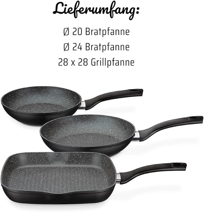 GSW Gourmet Granite 3-Piece Pan Set Aluminium / Plastic Black