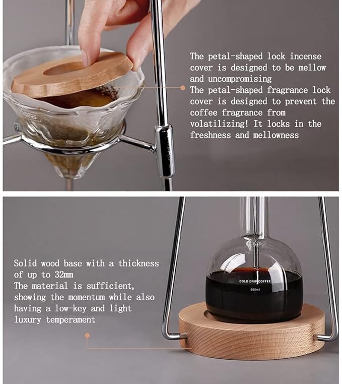 Beverage Equipment Durable Cold Brew Coffee Maker 500ML/16.9oz 4-6 Cups Iced Drip Coffee Maker Coffee Maker with Adjustable Dripper ＆ Filter Siphon Coffee Maker