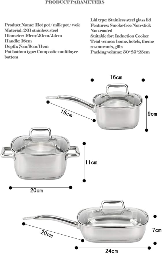 Cookware Set Soup Pots Stainless Steel Milk Pot Frying Pan Cooking Pot Set Induction Cooker Kitchen Pots and Pans Nonstick Pan