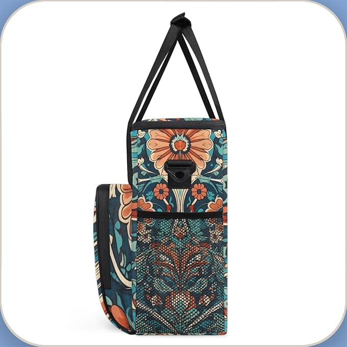 Vintage Classic Floral Coffee Maker Carrying Bag Travel Storage Bag Compatible with K-Mini or K-Mini Plus Single Serve Coffee Brewer Carrying Case with Multiple Pockets &amp Shoulder Strap