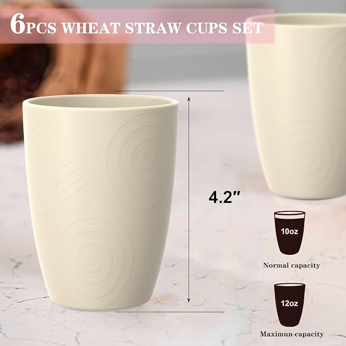 Homienly 20 PCS Premium Wheat Straw Dinnerware Sets Reusable Cups Plates and Bowls Sets for Kitchen Lightweight and Unbreakable Dishwasher and Microwave Safe Dishes Set - Beige