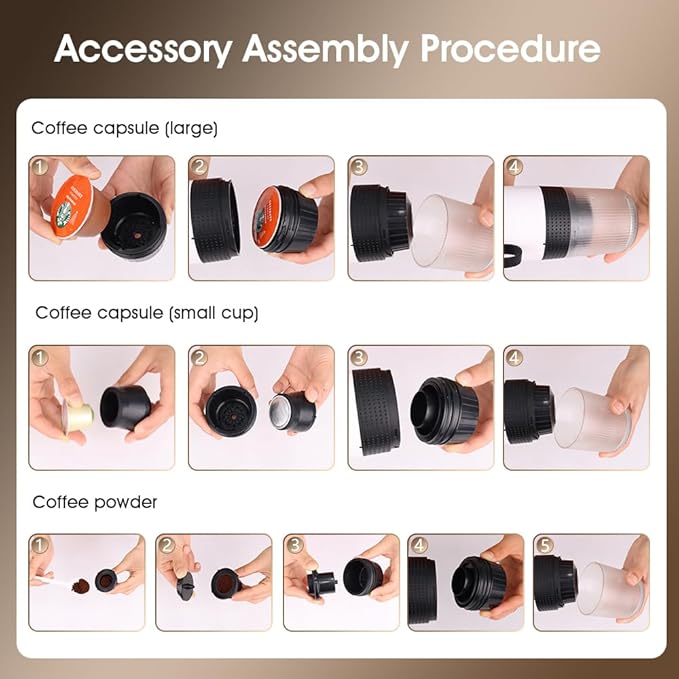 Portable Espresso Maker 20 Bar Pressure Small Coffee Machine Rechargeable Battery Operated Mini Coffee Maker for Pods or Grounds Includes Car Charger for Hot &amp Iced Coffee (White)