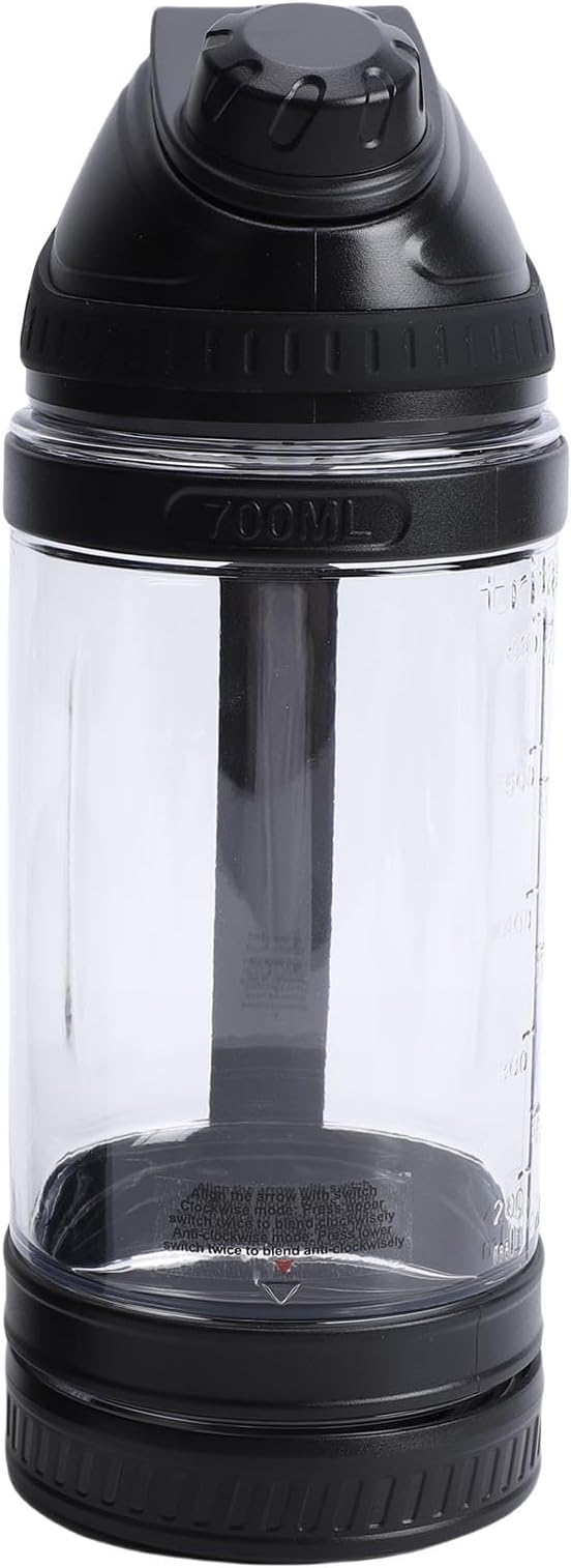 Portable Blender Rechargeable Personal Blender Bidirectional Cutter Rotating for Travel Gym Ice Crushing Smoothies Protein Shakes with 3Pcs 2000mAh Battery (Black)