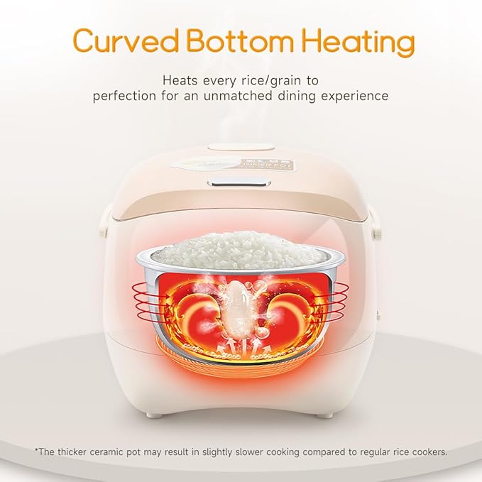 Joydeem Ceramic Rice Cooker 6 Cups Uncooked Rice Cookers with Pure Ceramic Inner Pot Healthy &amp PFOA Free 3L/3.2 qt DFB-C300