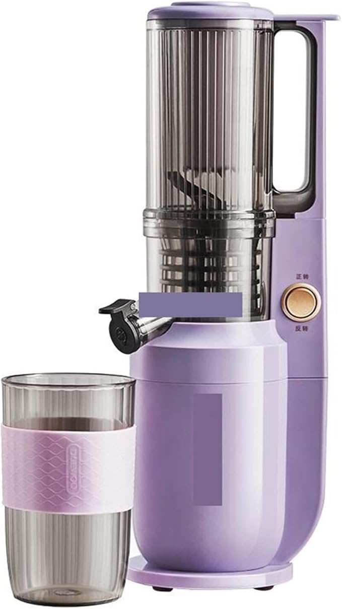 250W Electric Slow Juicer Portable Cold Press Juicer Extractor Fruit Vegetable Squeezer Filter-Free 220V (Purple)