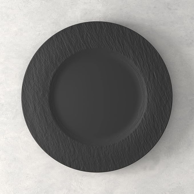 Villeroy &amp Boch Manufacture Rock 4-Piece Place Setting Dinner Plate Salad Plate Rice Bowl Pasta Bowl Premium Porcelain Made in Germany Matte Black