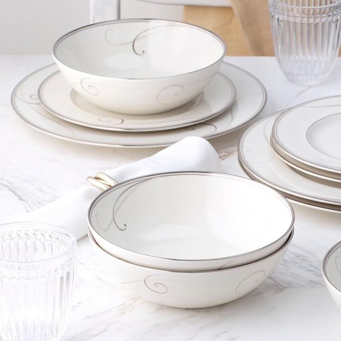 Noritake Platinum Wave 12-Piece Set in White Large