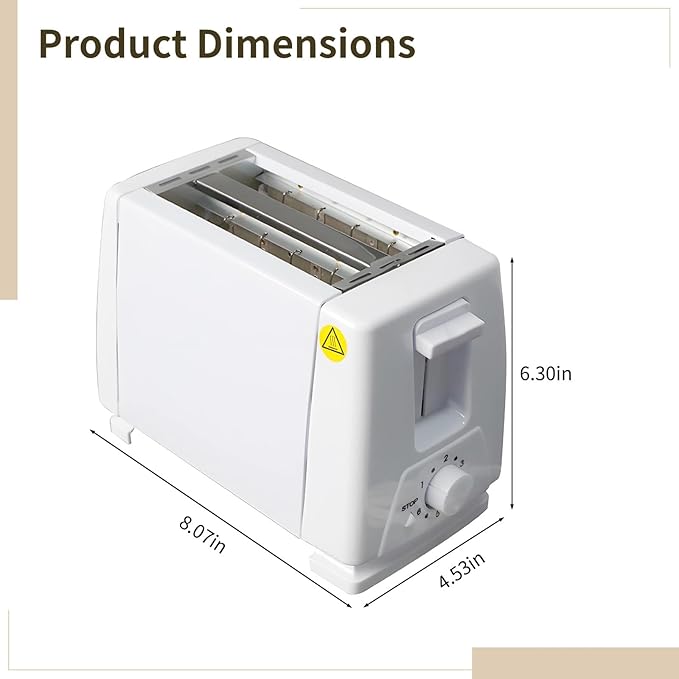 Home Use Wide Slot Toaster Stainless Steel 2-Slice Adjustable Temperature Auto Pop-Up Feature
