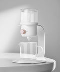 Glass Tea Pot with Infusers for Loose Tea and Drip Coffee Pour Over Semi Automatic Tea Set with Magnetic Clear Teapot White