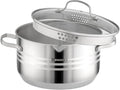 Daniks Tokio Stainless Steel Stock Pot 4.5 Quart with Glass Strainer Lid Induction Ready Dishwasher Safe Measuring Scale Silver