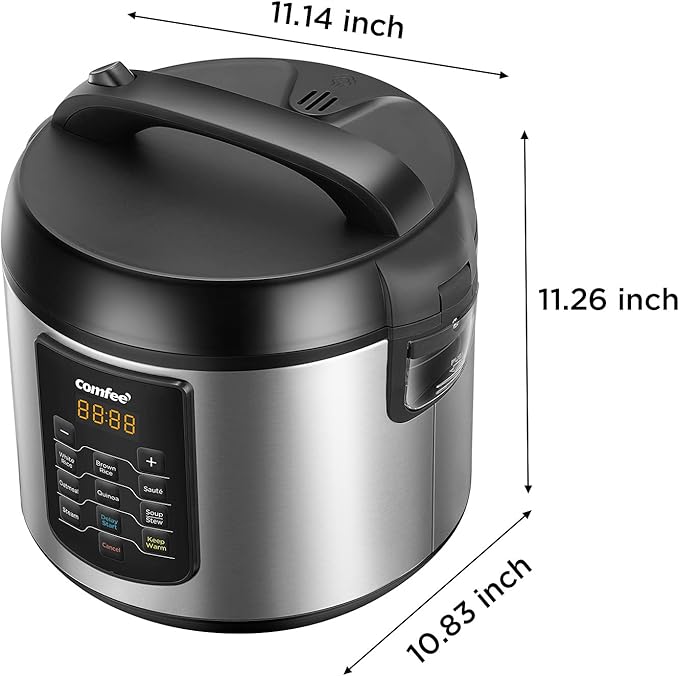 COMFEE' Rice Cooker 10 cup Uncooked/20 cup Cooked Rice Maker Steamer Saute Steamer and Warmer 5.2 QT Large Capacity Brown Rice Quinoa and Oatmeal 8 One-Touch Programs