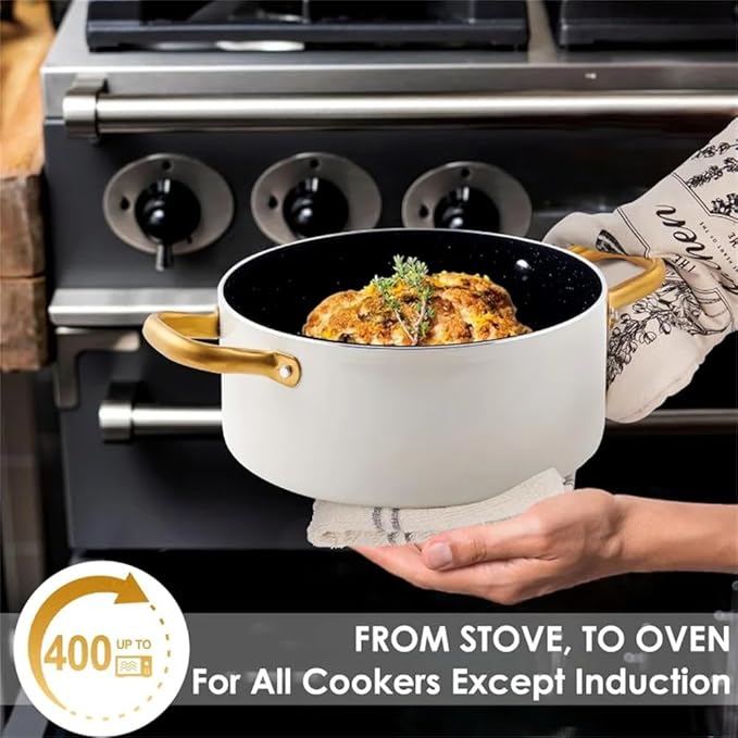 Pots and Pans Set Kitchen Cookware Sets Cookware Set with Oven Frying Pan Cooking Utensils SetA16 Pc