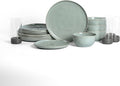 Stone Lain Mirella 16-Piece Dinnerware Set Stoneware Borosilicate Glass Light Green