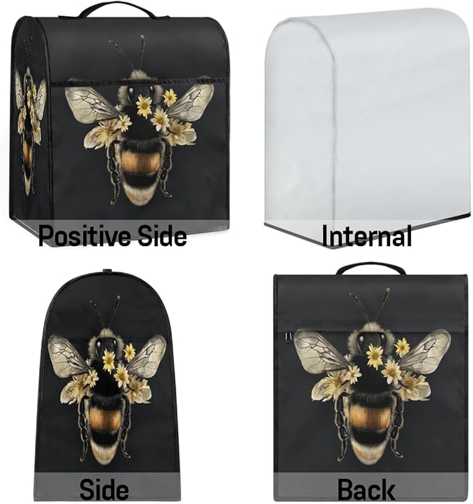 cfpolar Kitchen Aid Mixer Cover Compatible with 6-8 Quarts Animal Bee Flower Stand Mixer Cover Kitchen Aid Mixers Accessories Appliance Organizer Bag Dust Covers with Zipper Pocket