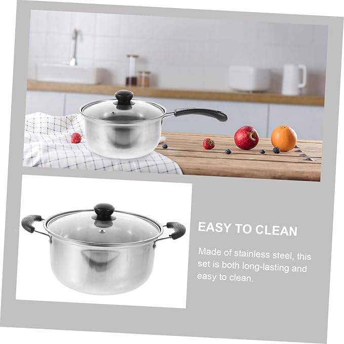1Set Stainless Steel Cookware Set Kitchen Frying Pan and Stockpot for Induction Cooking Multi Functional Cookware for Home and Restaurant Use Stylish and Design