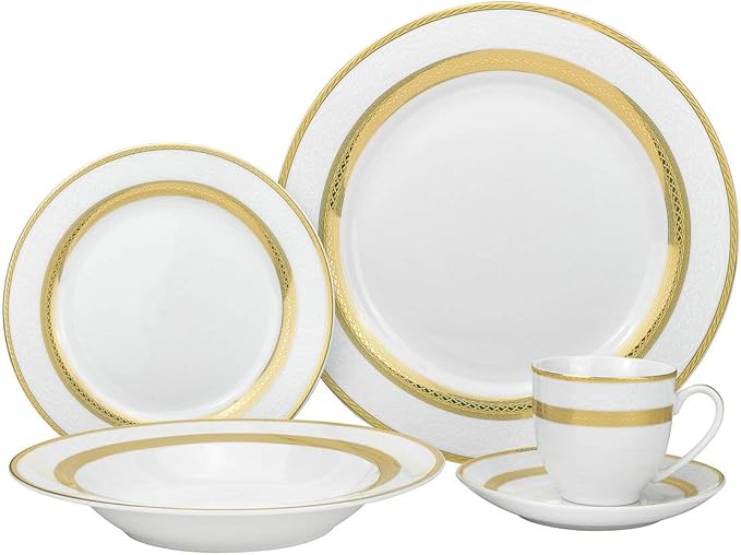 Royalty Porcelain 20-pc 'Gold Rope' Dinner Set Porcelain