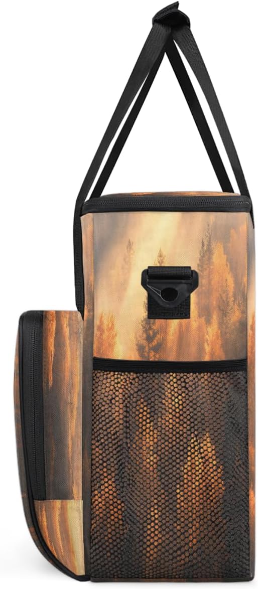 Maple Forest Autumn Coffee Maker Carring Bag Travel Carrying Storage Tote Bag Compatible with Keurig K-Mini or K-Mini Plus Portable Single Serve Coffee Brewer Case with Pockets for K-cup Pods