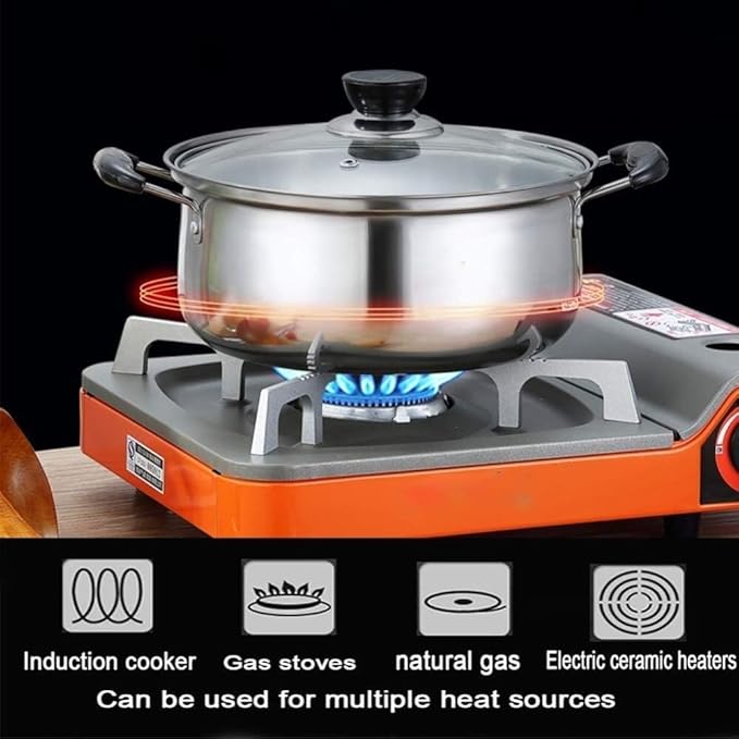3-Piece Stainless Steel Cookware Set with Lids – Nonstick Soup Pot Milk Pan &amp Frying Pan for Induction Gas and Electric Stoves