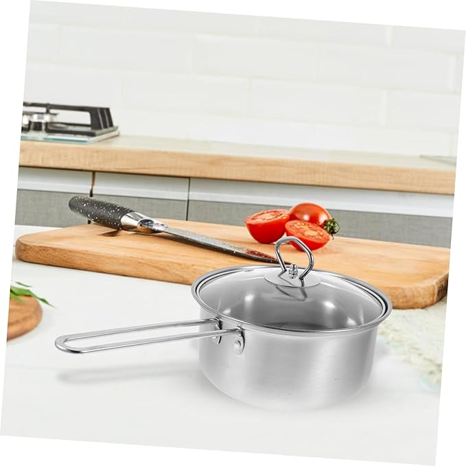 Luxshiny Stainless Steel Cookware Set Thick Bottom Soup Pot Small Milk Pan Frying Pan Heat Efficient Cooking Pots for Stove Use