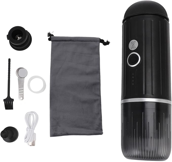 EBTOOLS Portable Espresso Machine Electric Coffee Maker with 7800mAh Battery and Type C Charging Compatible with Ground Coffee and Capsules for Travel Camping Office