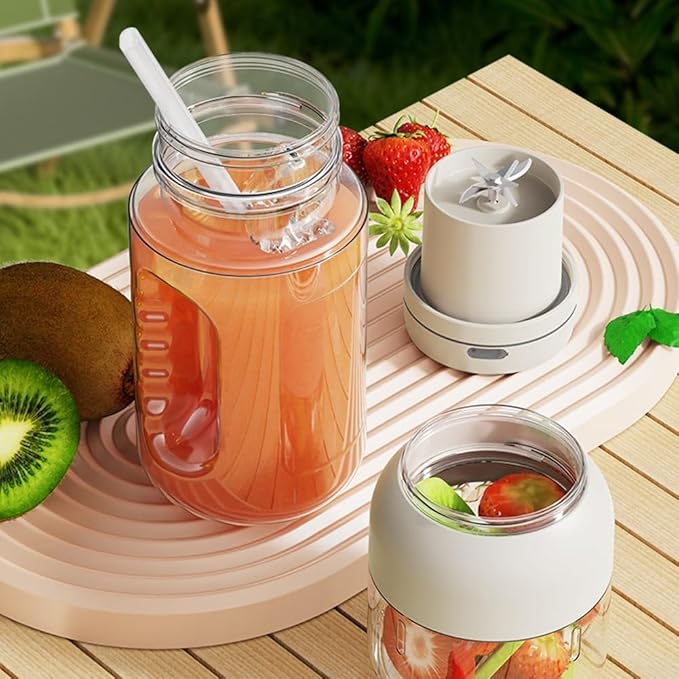 Dual Cover Design in a 1200ml Portable Juicer Cup with Enhanced Safety Features for User Protection /896(White)