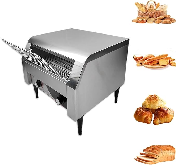Commercial Conveyor Toaster Oven – High-Efficiency Drawer Toaster (150/300/450 PCS/H) with Dual Heating Tubes Stainless Steel Design for Toasting Bread Bagels and Breakfast Foods(300)