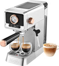 Mecity 20 Bar Espresso Machine with Milk Frother Brushed Stainless Steel Shell 37 fl.Oz Water Reservoir Coffee Maker For Espresso Latte Mocha Americano. 1400W