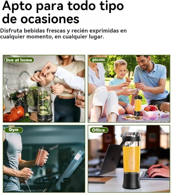 Portable Electric Juicer Blender Stainless Steel Blade 500ml Capacity USB Rechargeable Personal Size Smoothie Maker with Carry Handle (dark green)