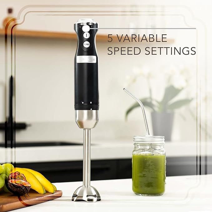 Westinghouse Hand Blender - 5-Speed Immersion Blender with Turbo Function Stainless Steel Blades &amp Rod 500W Power Detachable Easy Clean Design Best for Smoothies &amp Soups - Retro Appliance