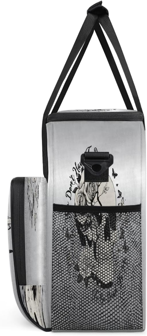 Halloween Skull Flower Butterfly Coffee Maker Carring Bag Travel Carrying Storage Tote Bag Compatible with Keurig K-Mini or K-Mini Plus Portable Single Serve Coffee Brewer Case with Pockets